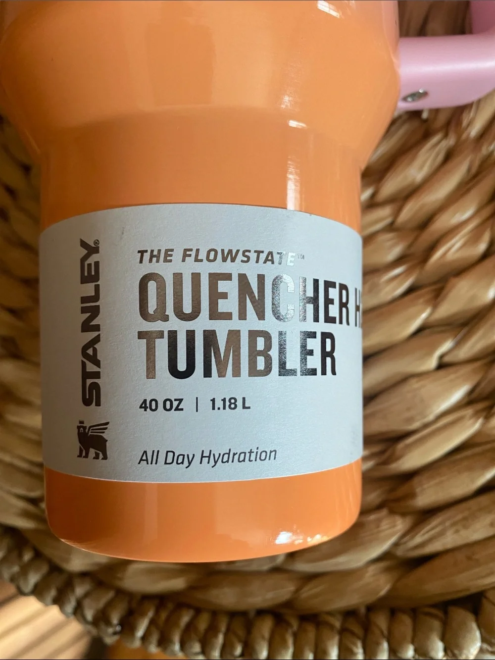 Stanley Pink Glitter Quencher Tumbler with Handle and Straw